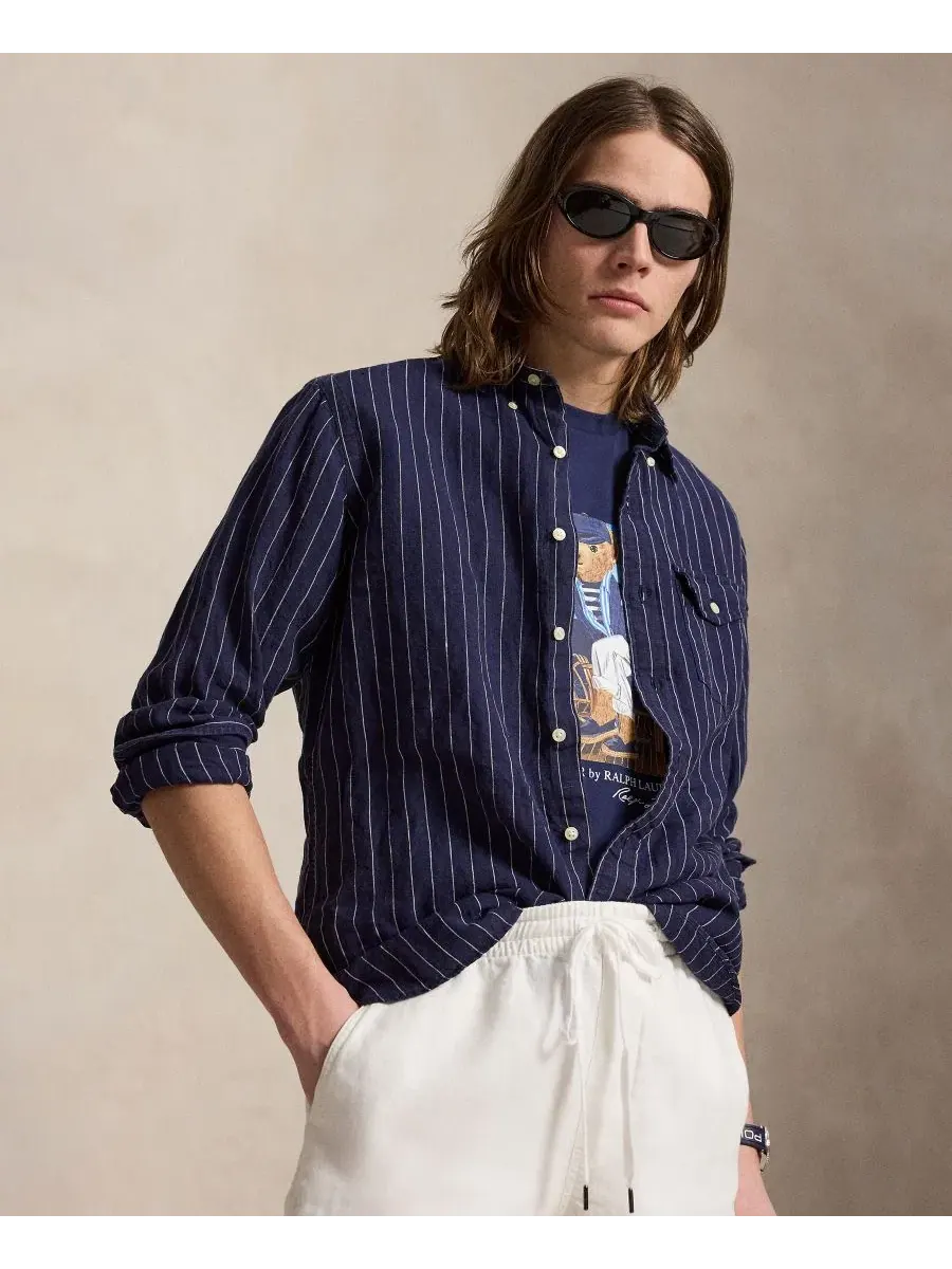 Мужская футболка с коротким рукавом и графическим принтом Polo Ralph Lauren — изображение 3 из 6, темно-синий