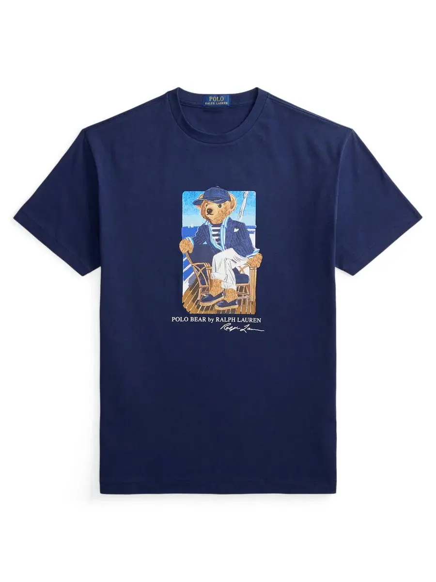Мужская футболка с коротким рукавом и графическим принтом Polo Ralph Lauren — изображение 5 из 6, темно-синий