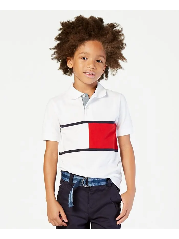 Поло с цветными блоками Big Boys Tommy Flag Tommy Hilfiger — изображение 1 из 3, белый
