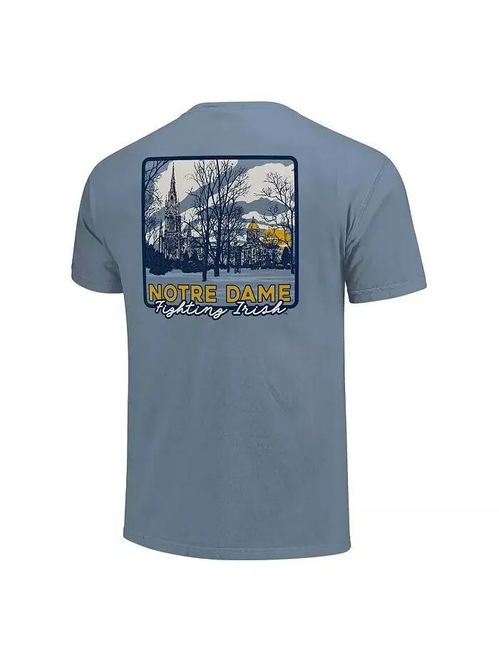 Мужская и женская голубая футболка Notre Dame Fighting Irish Hyper Local Campus River Image One — изображение 3 из 3