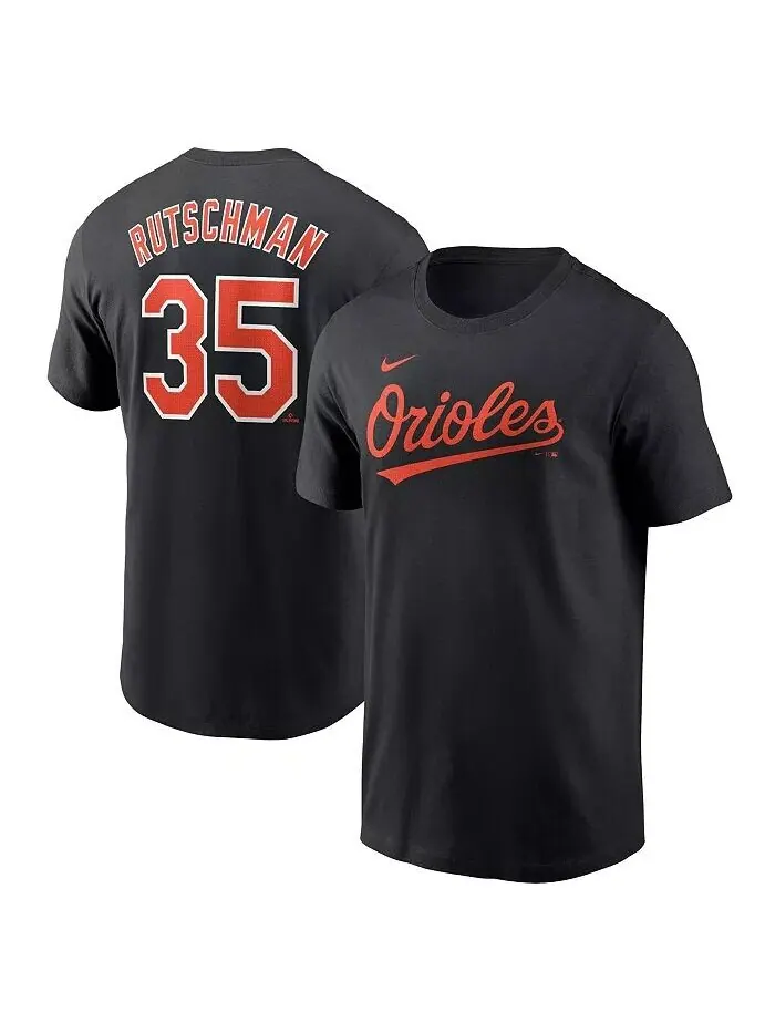 Мужская черная футболка с именем и номером Adley Rutschman Baltimore Orioles Fuse Nike — изображение 1 из 3, черный