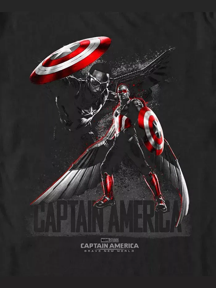 Мужская футболка с коротким рукавом Captain America Brave Pose Marvel — изображение 3 из 3, черный