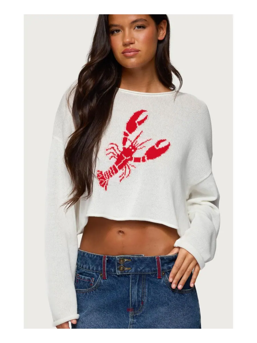 Женская вязаная блузка оверсайз Lobster Babe Edikted — изображение 1 из 5, белый