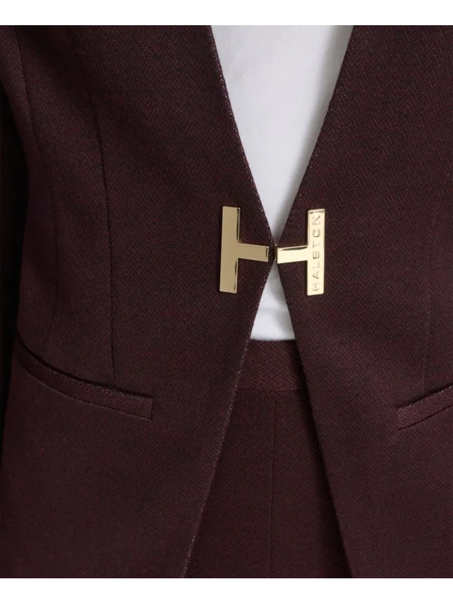 Женский блейзер без воротника из ткани понте Halston — изображение 5 из 6, изюмный фиолетовый