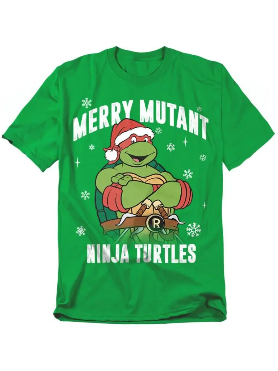 Мужская рождественская футболка "Веселый мутант-ниндзя" Teenage Mutant Ninja Turtles — изображение 1 из 3, зеленый