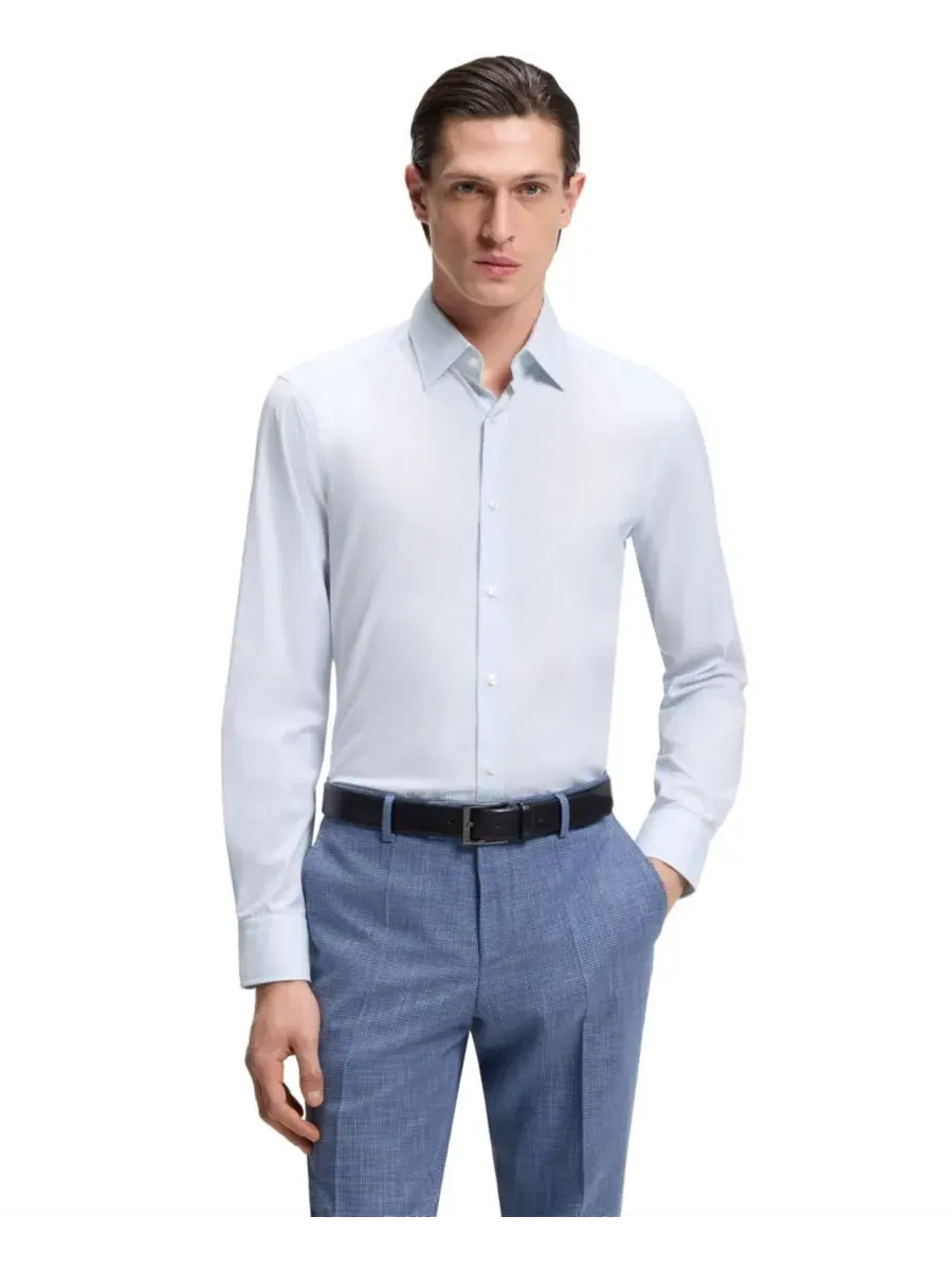 Мужская полосатая рубашка BOSS by Performance-Stretch Slim-Fit Hugo Boss