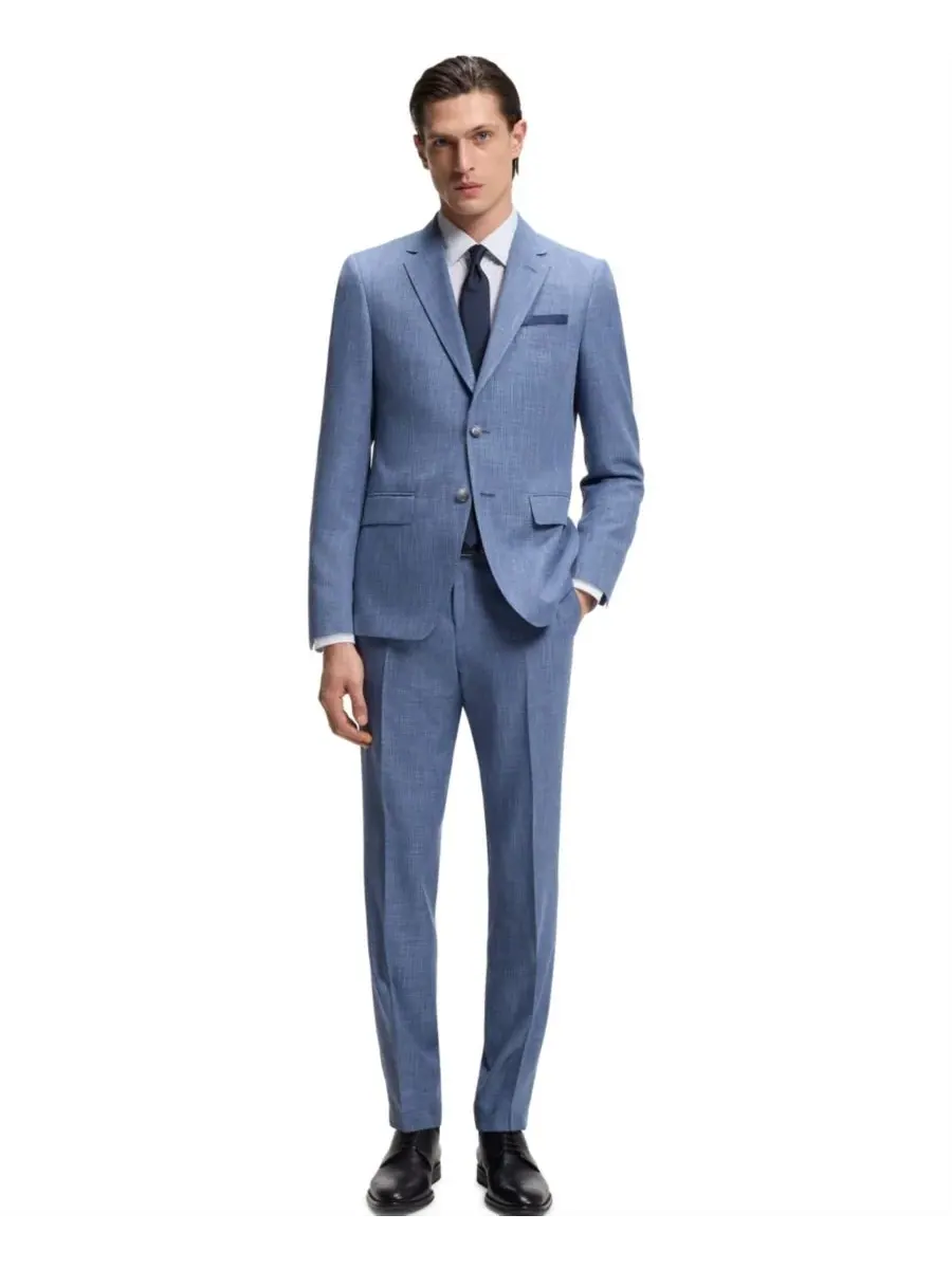 Мужская полосатая рубашка BOSS by Performance-Stretch Slim-Fit Hugo Boss — изображение 2 из 4, синий