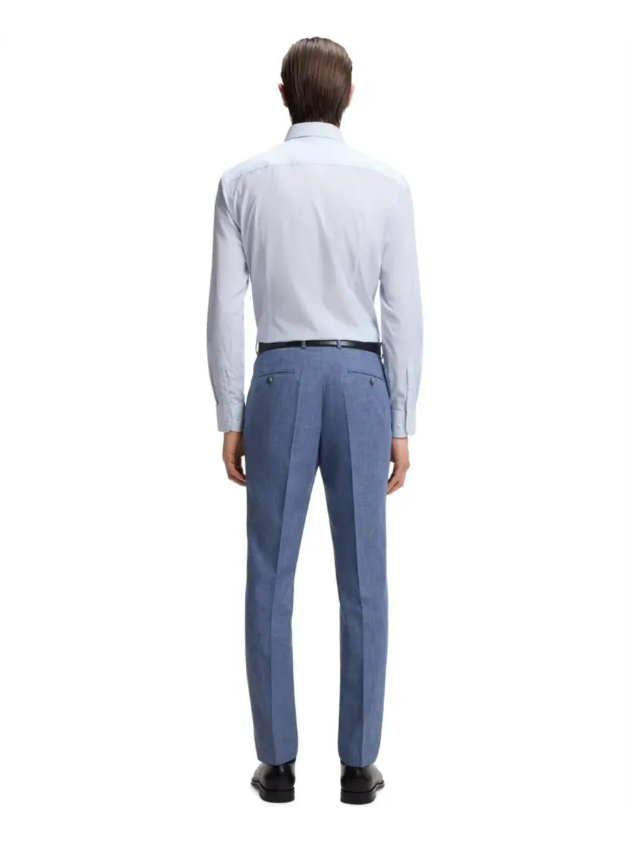 Мужская полосатая рубашка BOSS by Performance-Stretch Slim-Fit Hugo Boss — изображение 4 из 4, синий