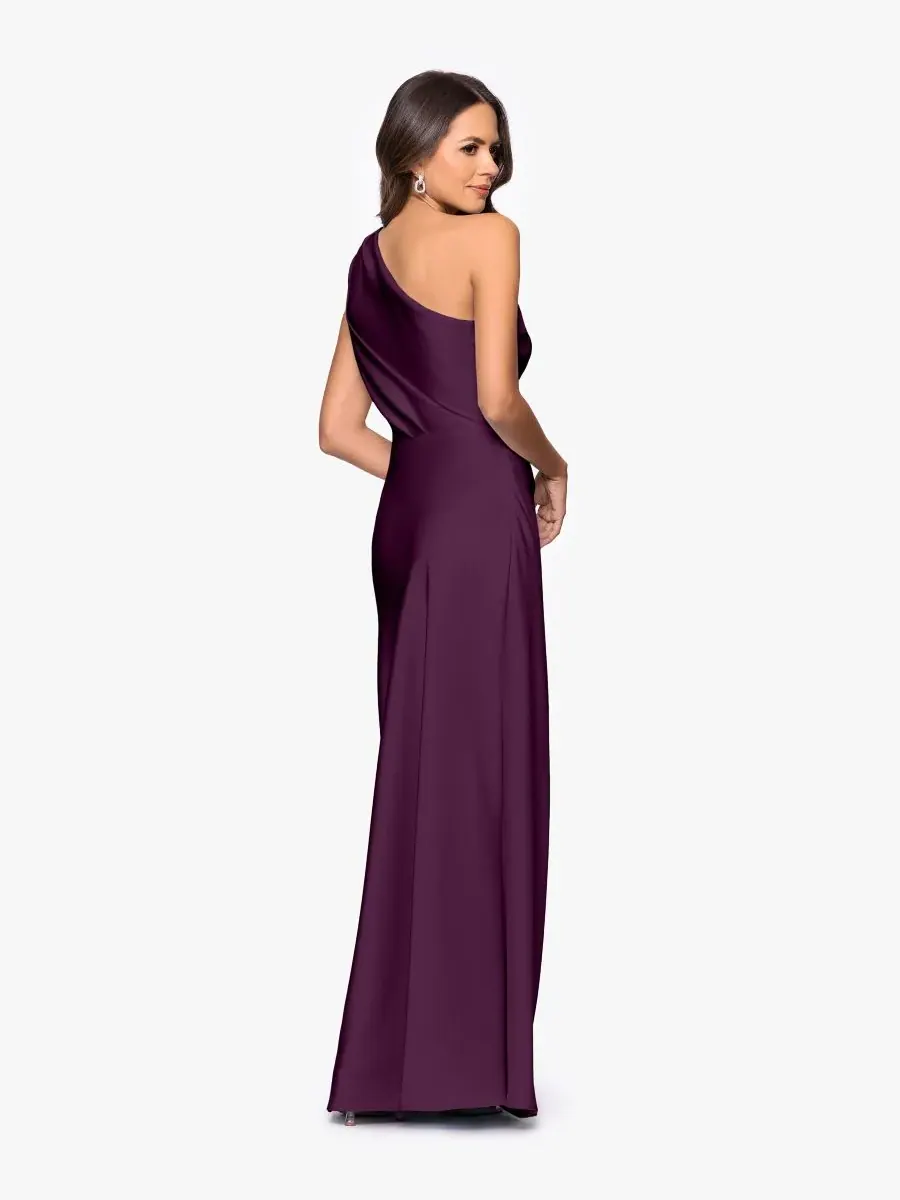 Платье-футляр на одно плечо для невысоких девушек Betsy & Adam — изображение 4 из 4, сливавый