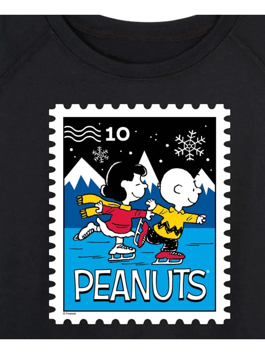 Футболка-пуловер с изображением Люси и Чарли из мультфильма «Peanuts» больших размеров, с зимней — изображение 2 из 3, черный