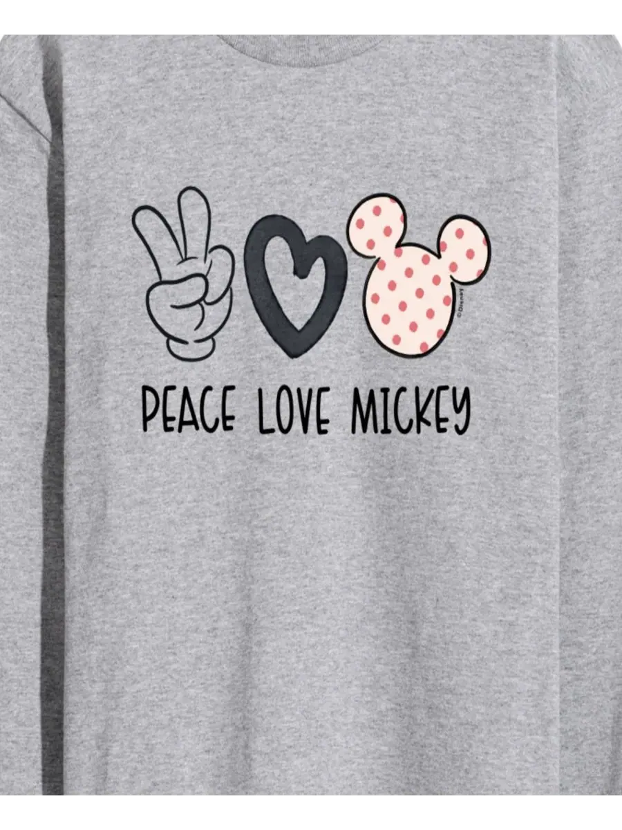 Мужская футболка с длинными рукавами и принтом Disney «Мир, любовь, Микки Маус» AIRWAVES — изображение 3 из 3, приглушенный