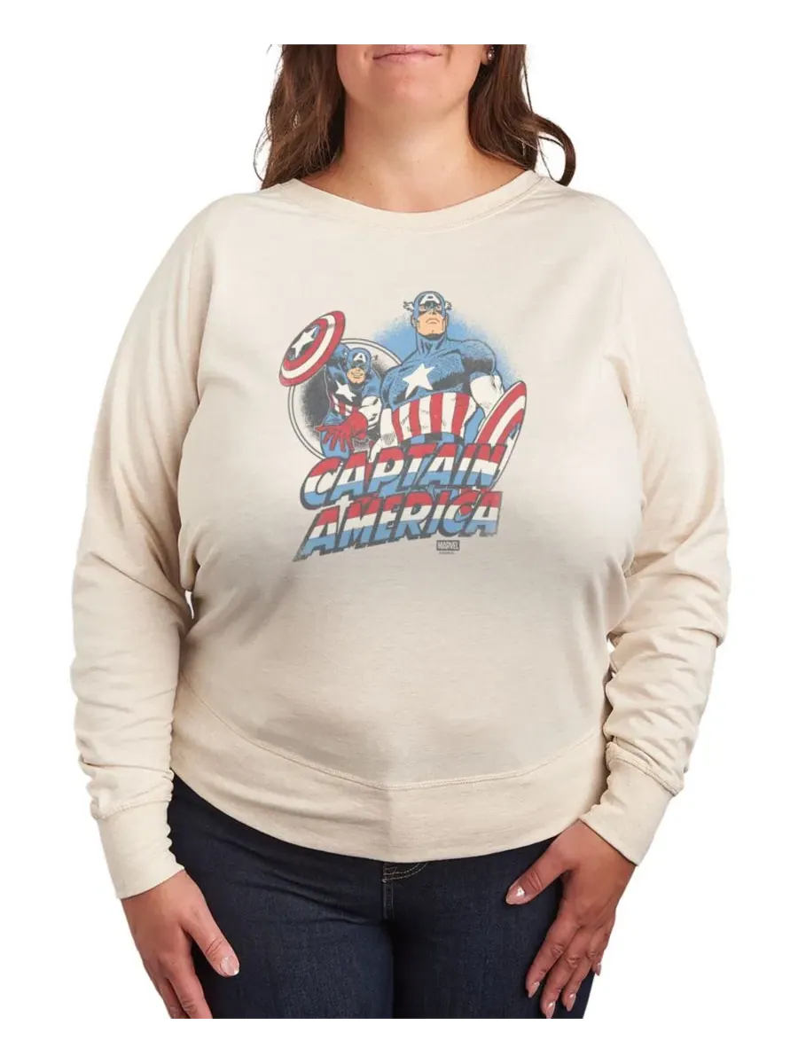 Толстовка с длинными рукавами Marvel Капитан Америка больших размеров Hybrid Apparel — изображение 1 из 3, березовый