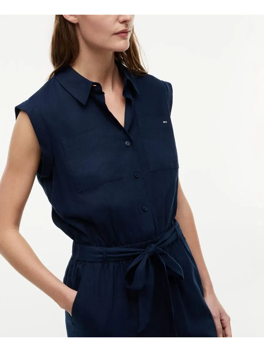 Комбинезон с поясом и воротником Tommy Hilfiger — изображение 2 из 4, темный