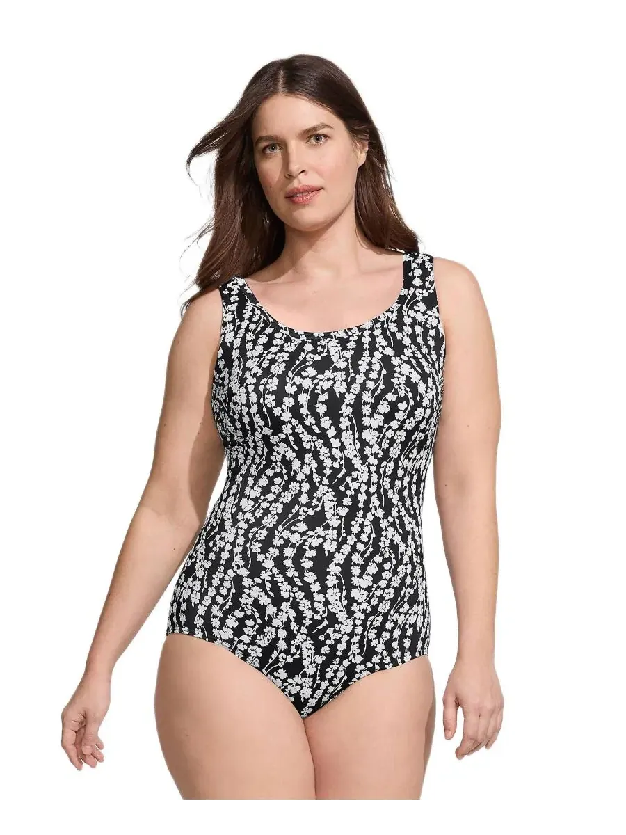 Женский слитный купальник с scoop-вырезом и низкой посадкой, модель Plus Size Long Tugless Low Leg — изображение 1 из 4