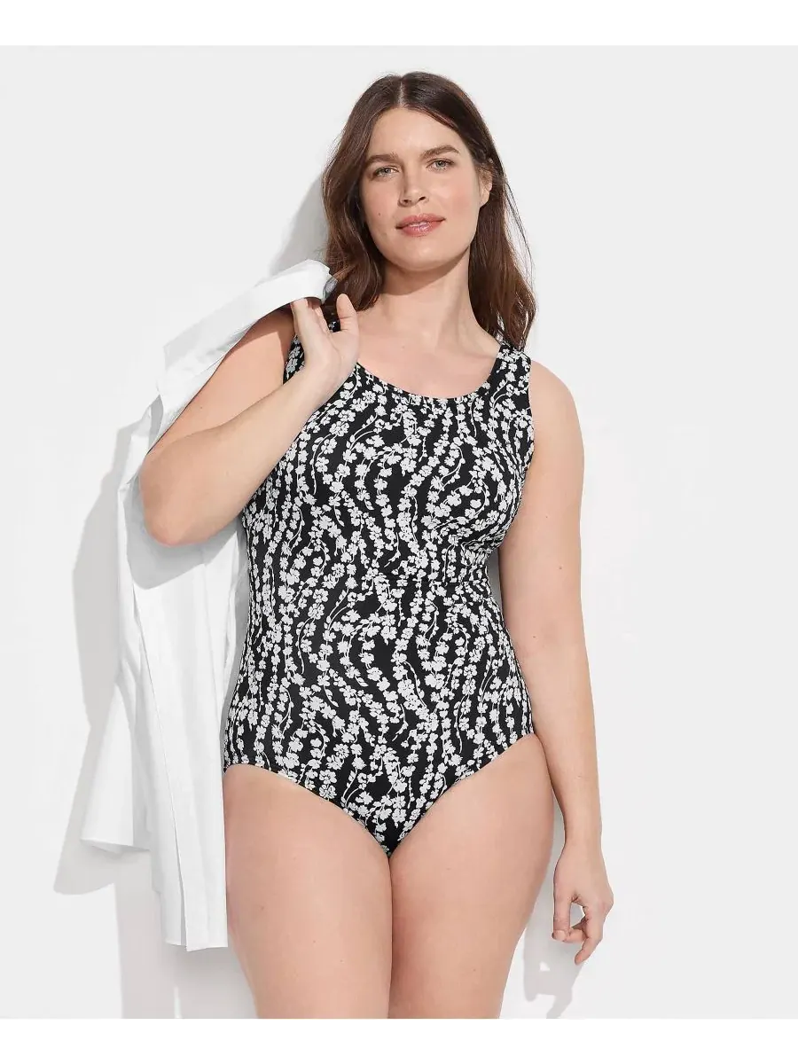 Женский слитный купальник с scoop-вырезом и низкой посадкой, модель Plus Size Long Tugless Low Leg — изображение 3 из 4
