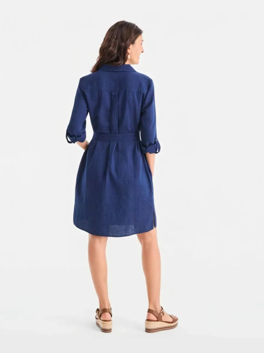 Платье-рубашка с поясом Petite Cotton Belted Shirtdress Style & Co — изображение 5 из 5, индиго