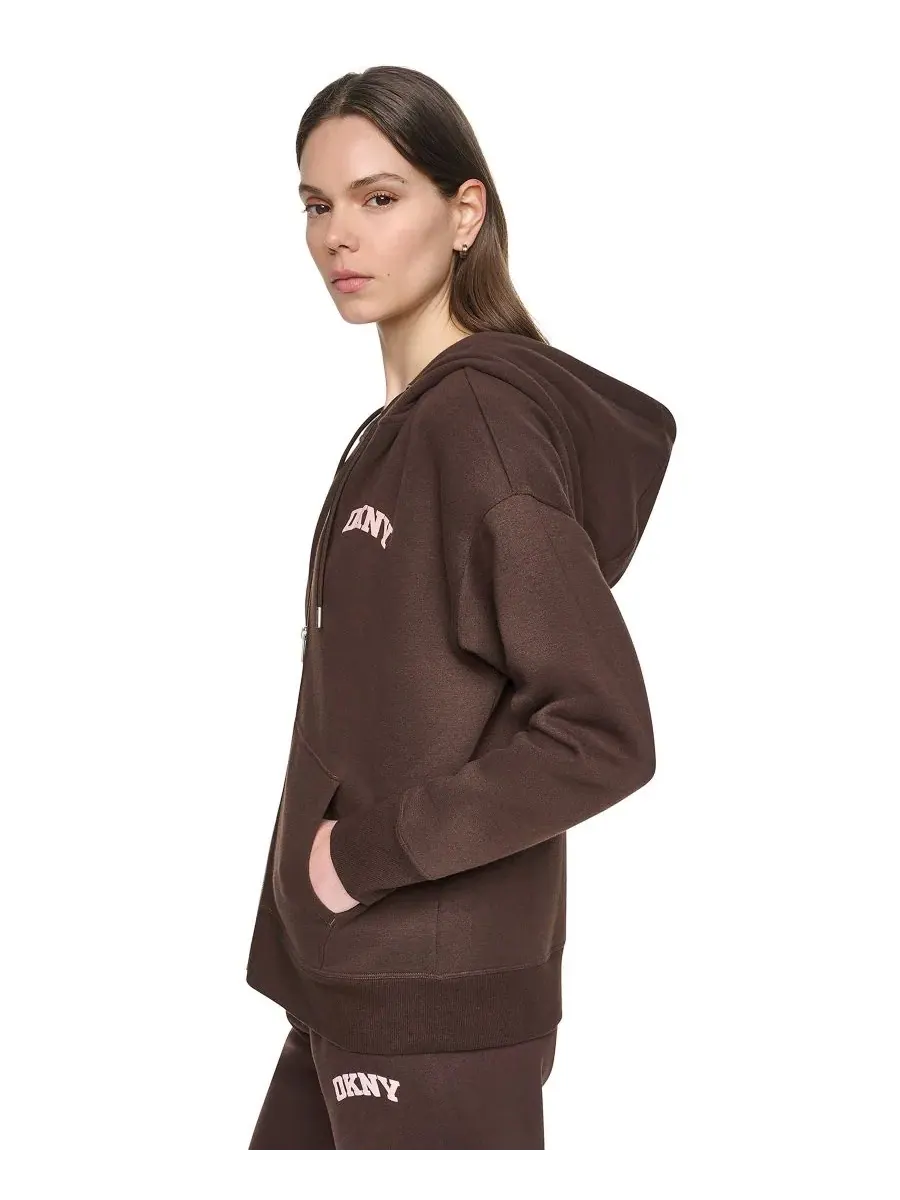 Худи с капюшоном с пушистым логотипом DKNY Sport — изображение 3 из 5, розовый