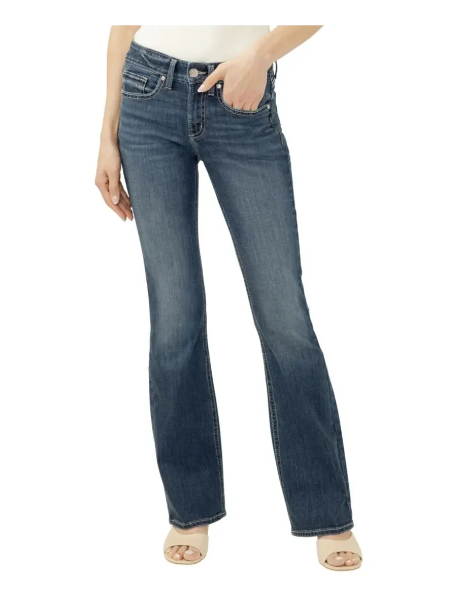 Джинсы женские Suki Mid-Rise Bootcut Luxe Stretch Silver Jeans Co. — изображение 1 из 8, закат оранжевый