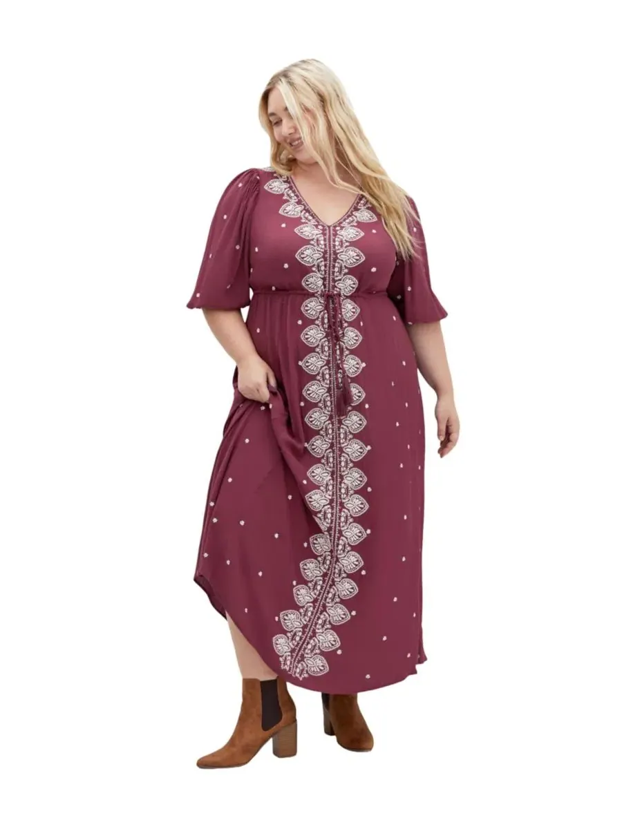 Платье макси с вышивкой Ulla Embroidered Dress CITY CHIC