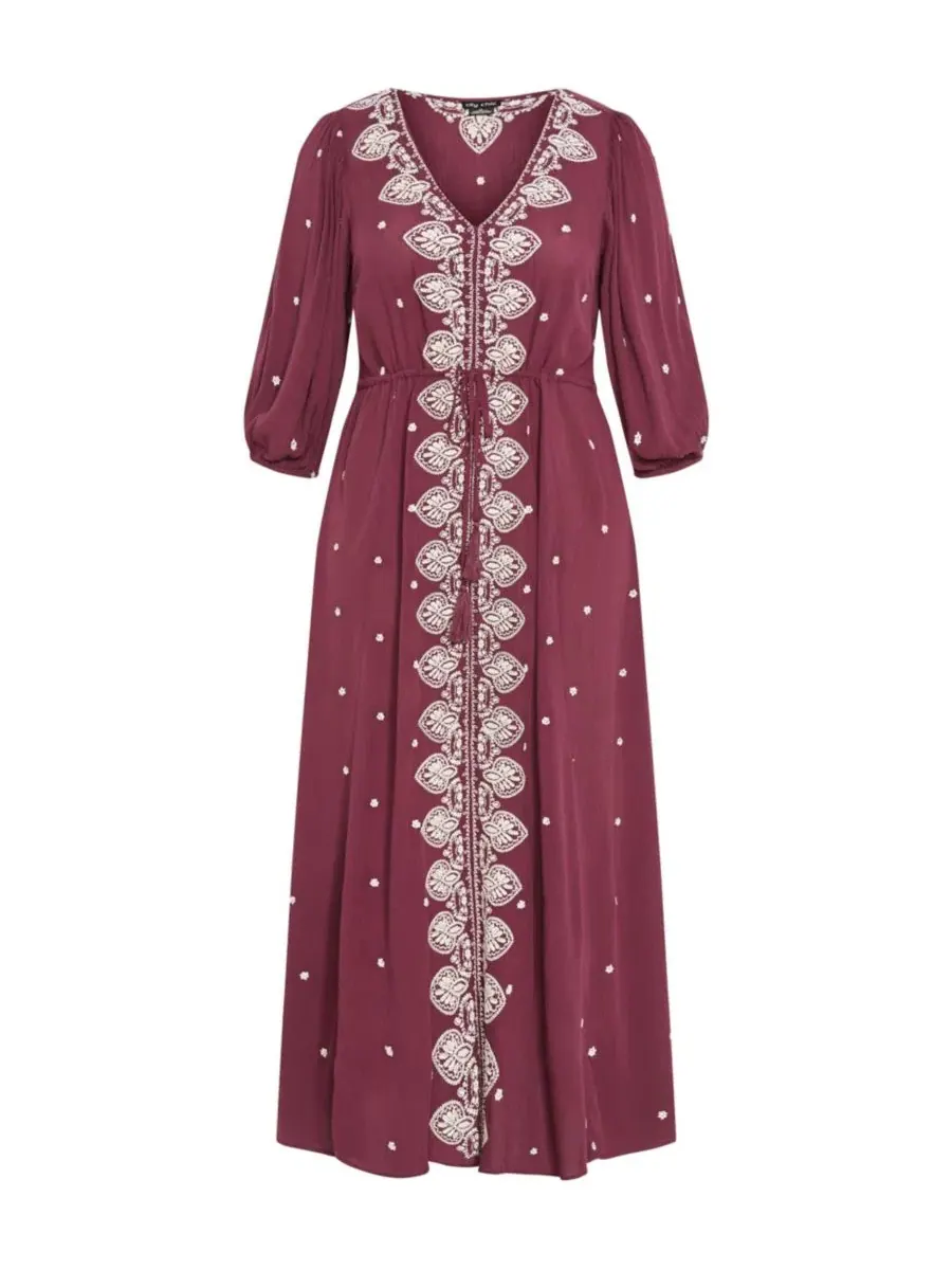Платье макси с вышивкой Ulla Embroidered Dress CITY CHIC — изображение 4 из 5, фиолетовый