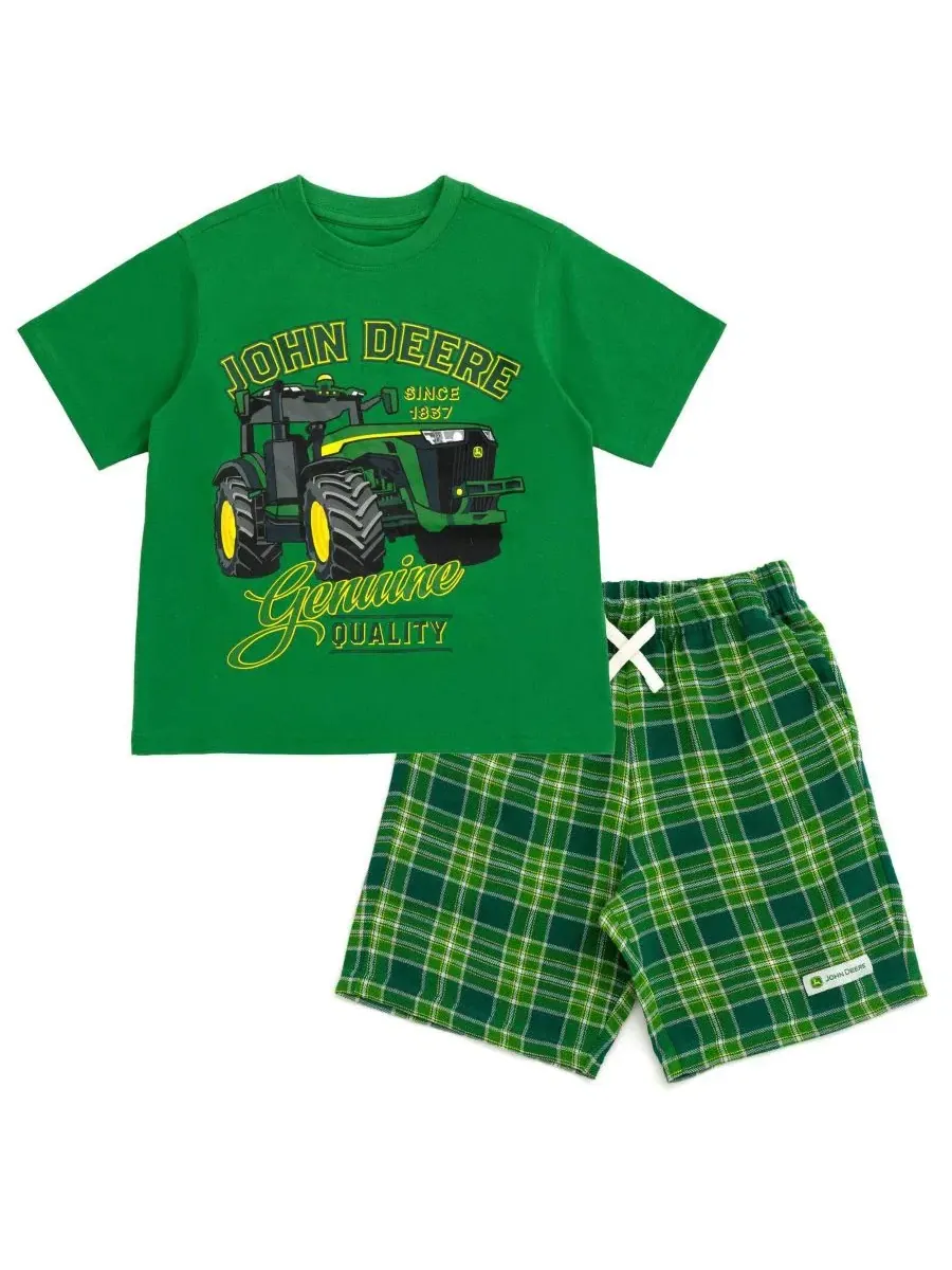 Комплект из футболки и шорт с принтом John Deere — изображение 1 из 3, зеленый