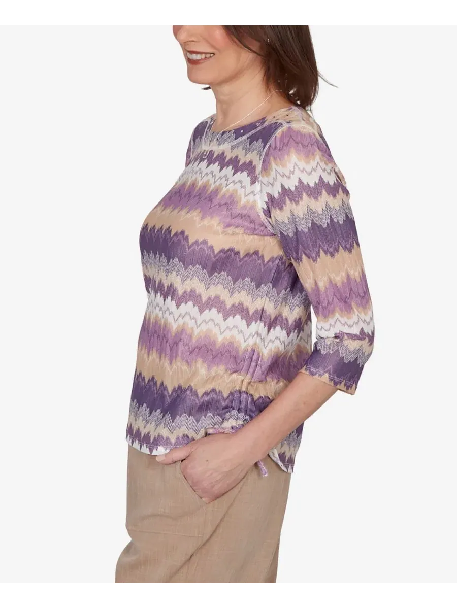 Топ с волнистым принтом Petite Grand Bazaar Rippled Stripes Alfred Dunner — изображение 3 из 5, аметист