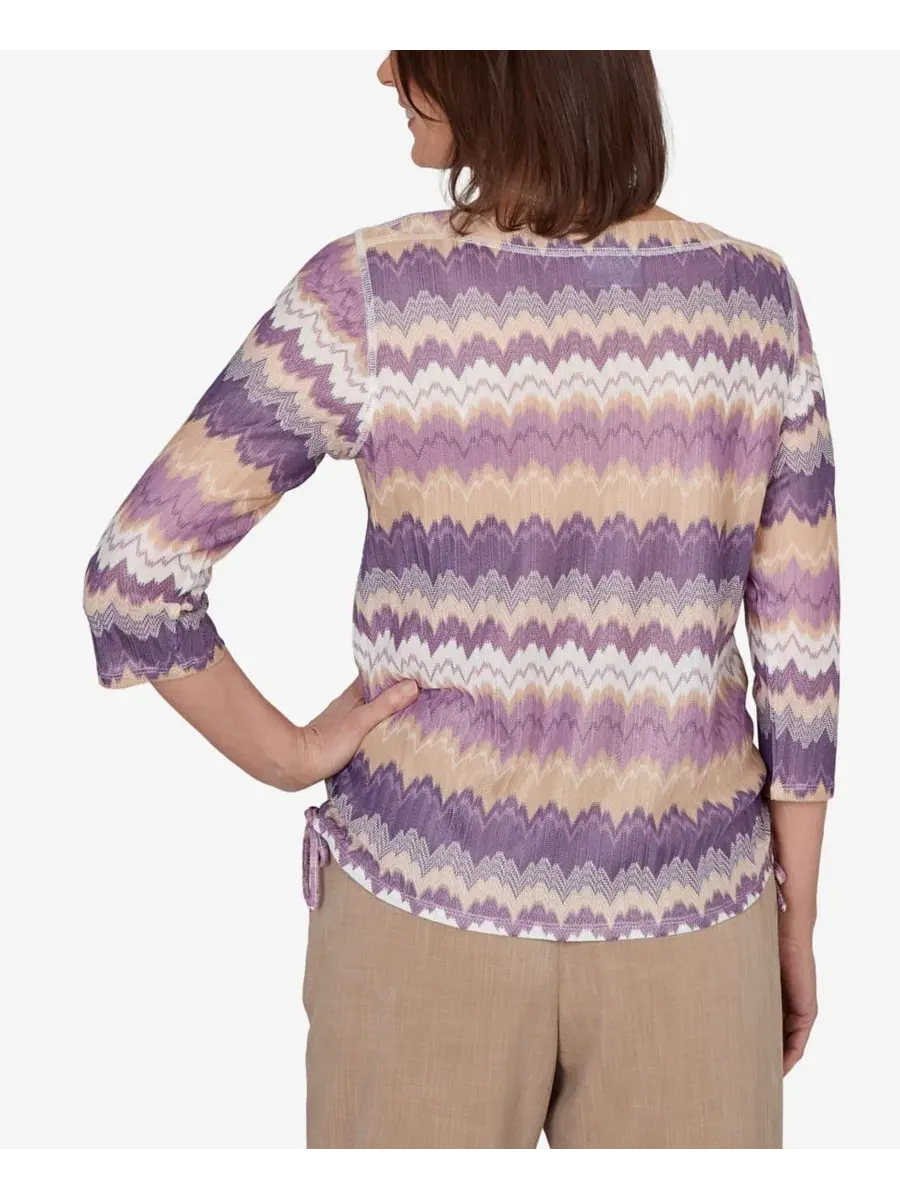 Топ с волнистым принтом Petite Grand Bazaar Rippled Stripes Alfred Dunner — изображение 5 из 5, аметист