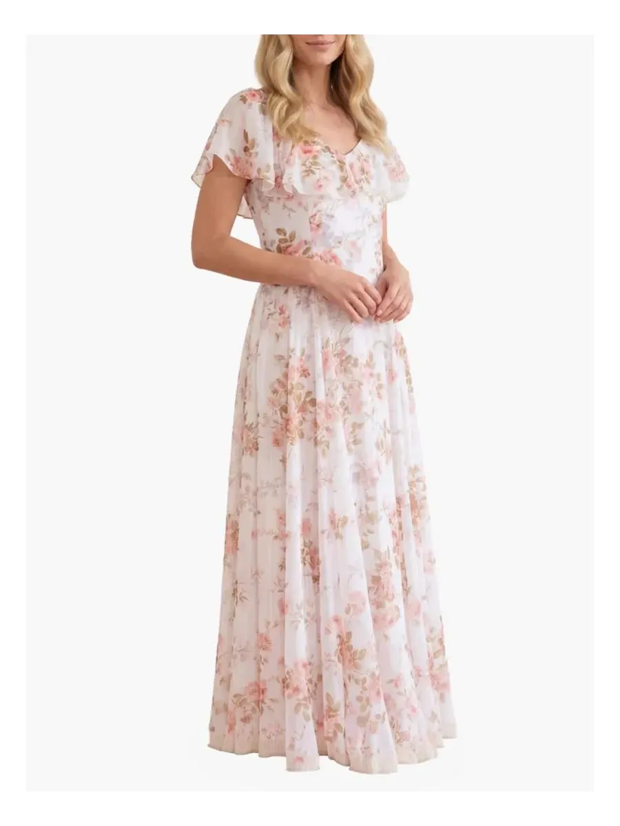 Платье в пол Summer's Rose Georgette Ankle Gown Needle & Thread — изображение 1 из 4, белый