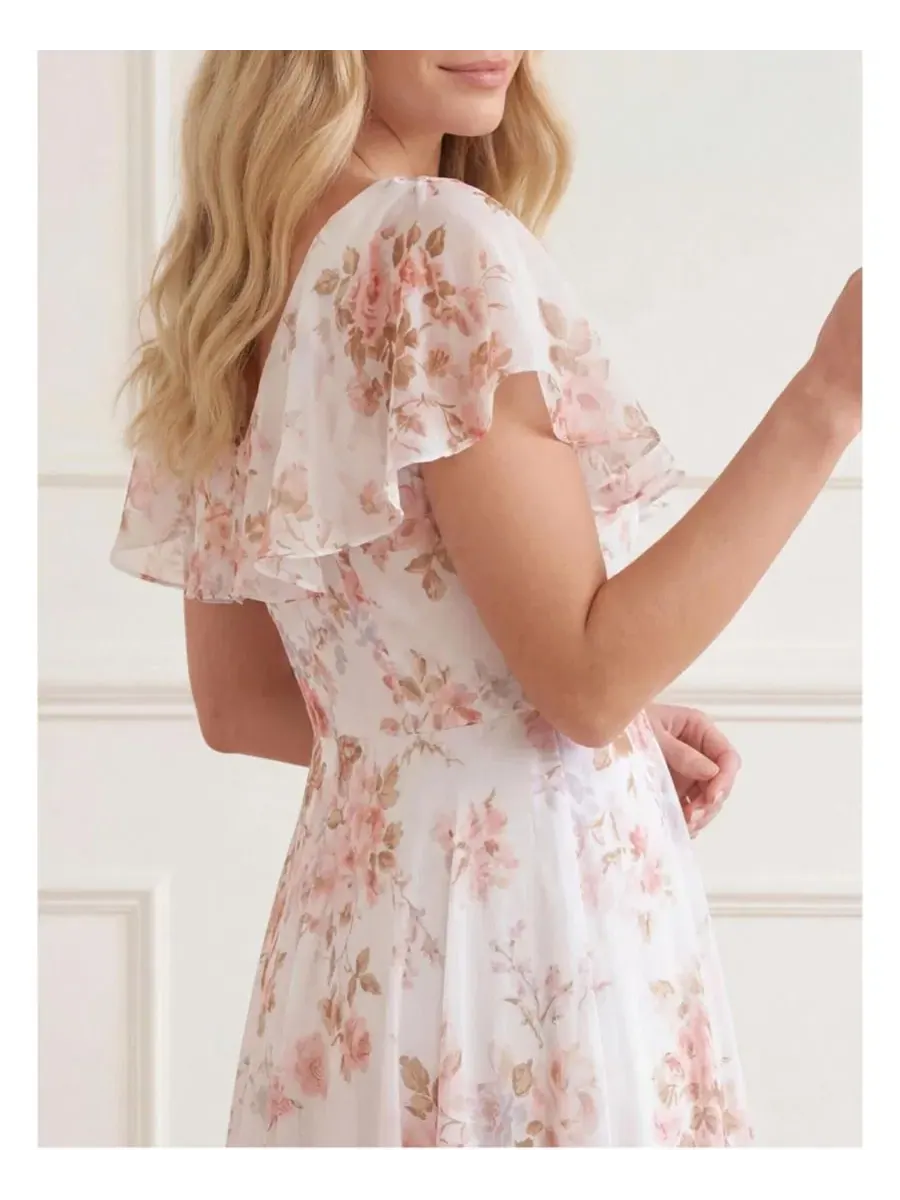 Платье в пол Summer's Rose Georgette Ankle Gown Needle & Thread — изображение 3 из 4, белый