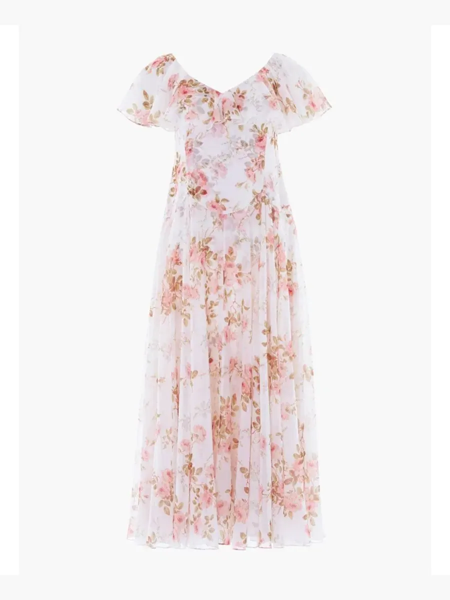 Платье в пол Summer's Rose Georgette Ankle Gown Needle & Thread — изображение 4 из 4, белый