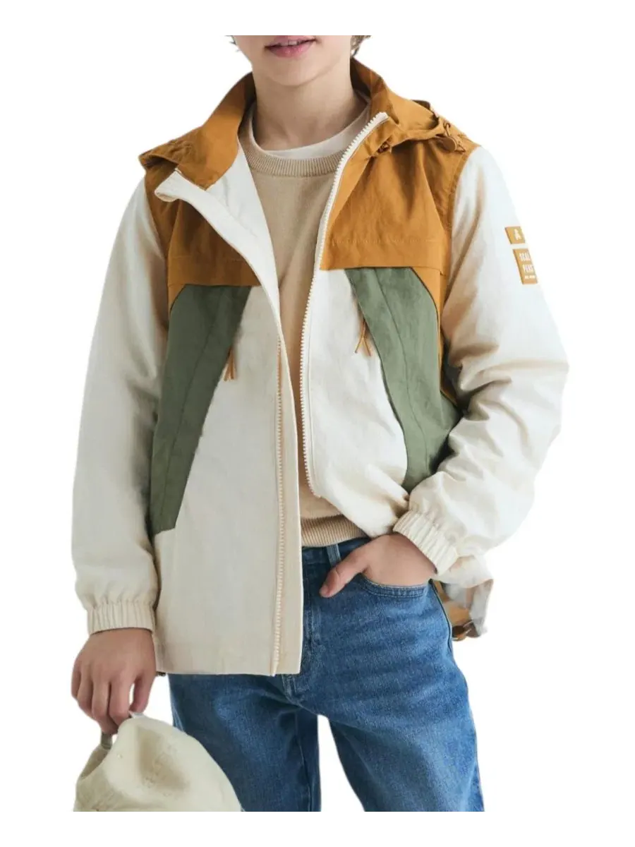 Куртка из нейлона с капюшоном Color Block Technical Coat Scalpers — изображение 1 из 3, бежевый
