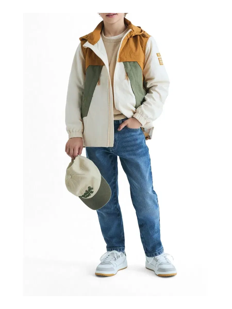 Куртка из нейлона с капюшоном Color Block Technical Coat Scalpers — изображение 2 из 3, бежевый