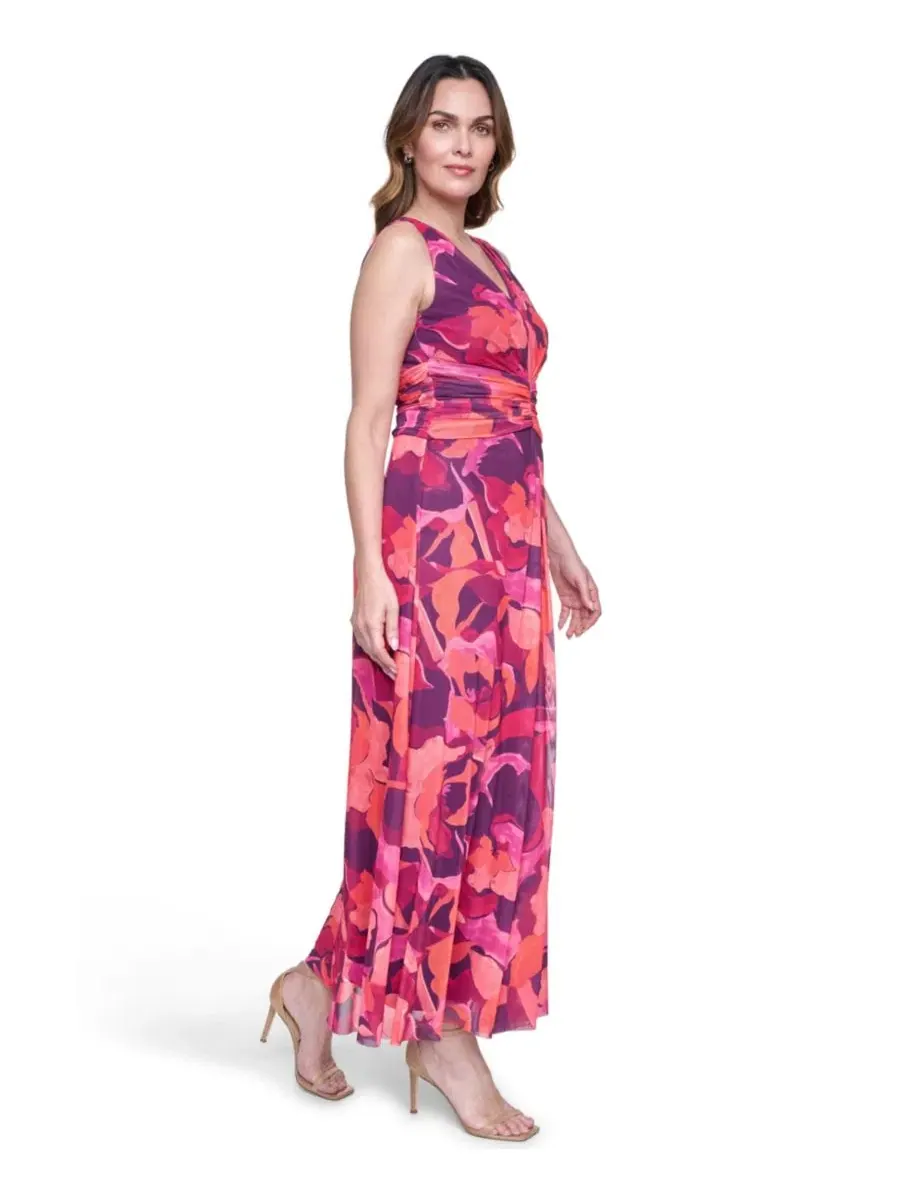Платье-макси без рукавов с защипами на талии Petite V-Neck Ruched Waist Maxi Dress Eliza J — изображение 3 из 5