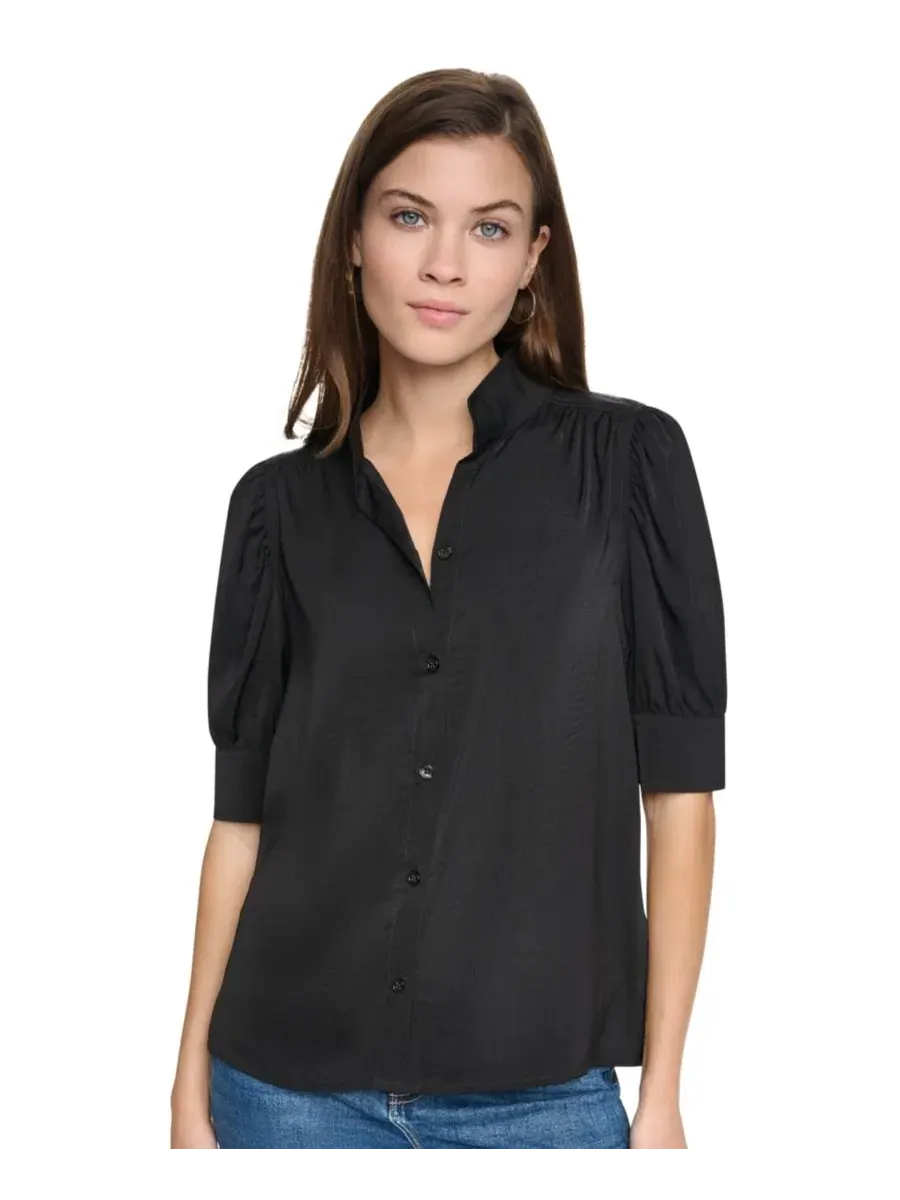 Блузка с воротником-стойкой и рукавами-фонариками Petite Puff-Sleeve Button-Front Shirt DKNY Jeans