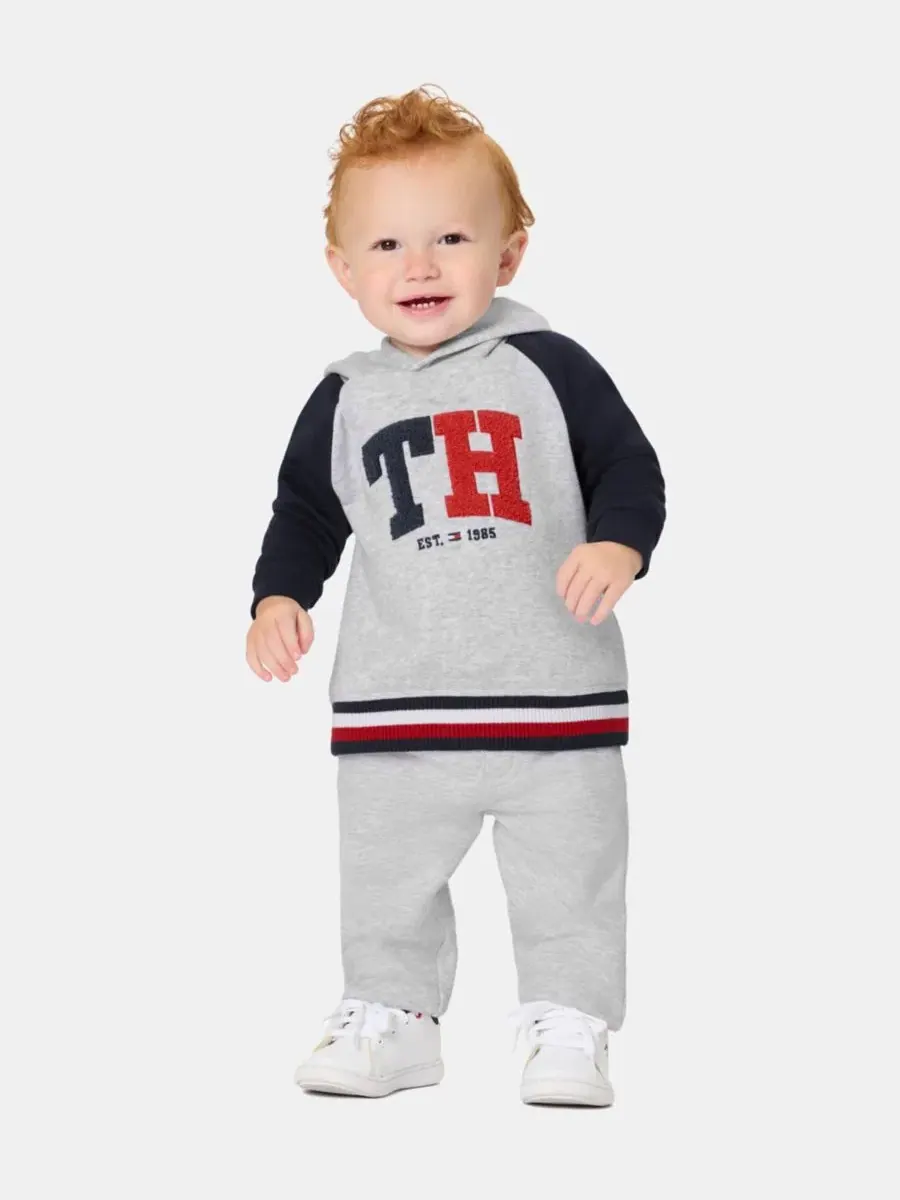Комплект из худи и спортивных брюк с логотипом Tommy Hilfiger — изображение 1 из 8, серый/темно-синий