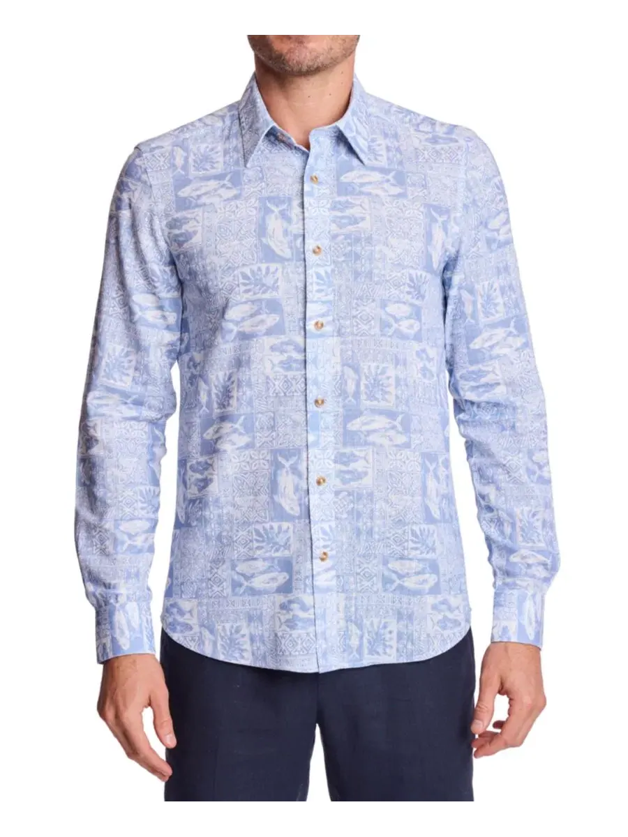 Мужская рубашка с острым воротником и длинным рукавом Parker Paisley & Gray — синий