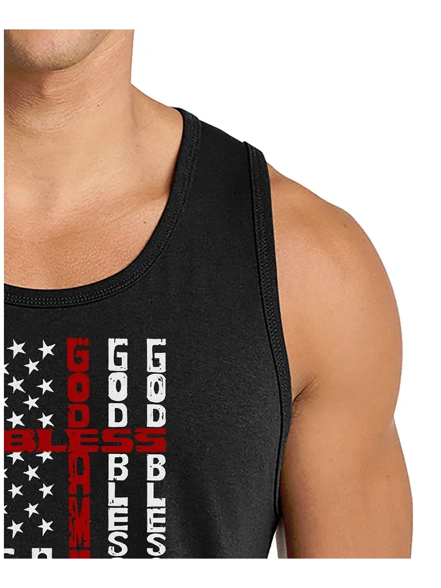 Футболка без рукавов с принтом God Bless America Cross Faith LA Pop Art — изображение 2 из 4, черный