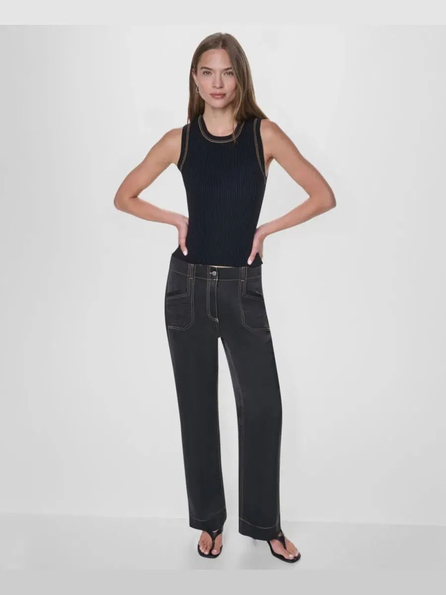 Топ без рукавов с контрастной строчкой DKNY — изображение 2 из 6, черный