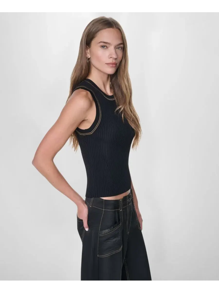 Топ без рукавов с контрастной строчкой DKNY — изображение 3 из 6, черный