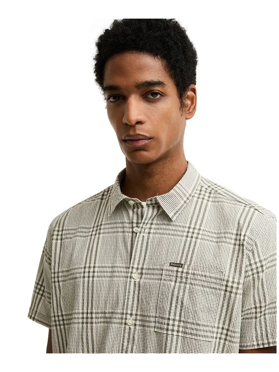 Рубашка с коротким рукавом в клетку Carrock Checked Seersucker Barbour — изображение 3 из 5, серый