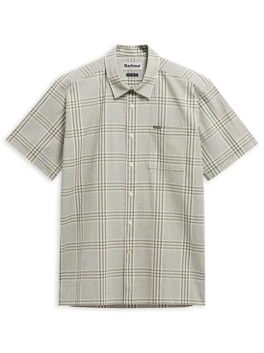Рубашка с коротким рукавом в клетку Carrock Checked Seersucker Barbour — изображение 5 из 5, серый