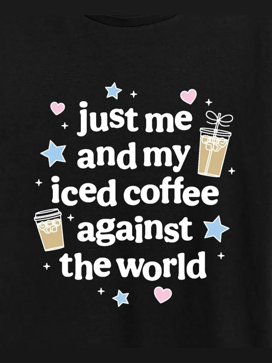 Футболка с принтом Me and Iced Coffee Hybrid Apparel — изображение 3 из 3, черный