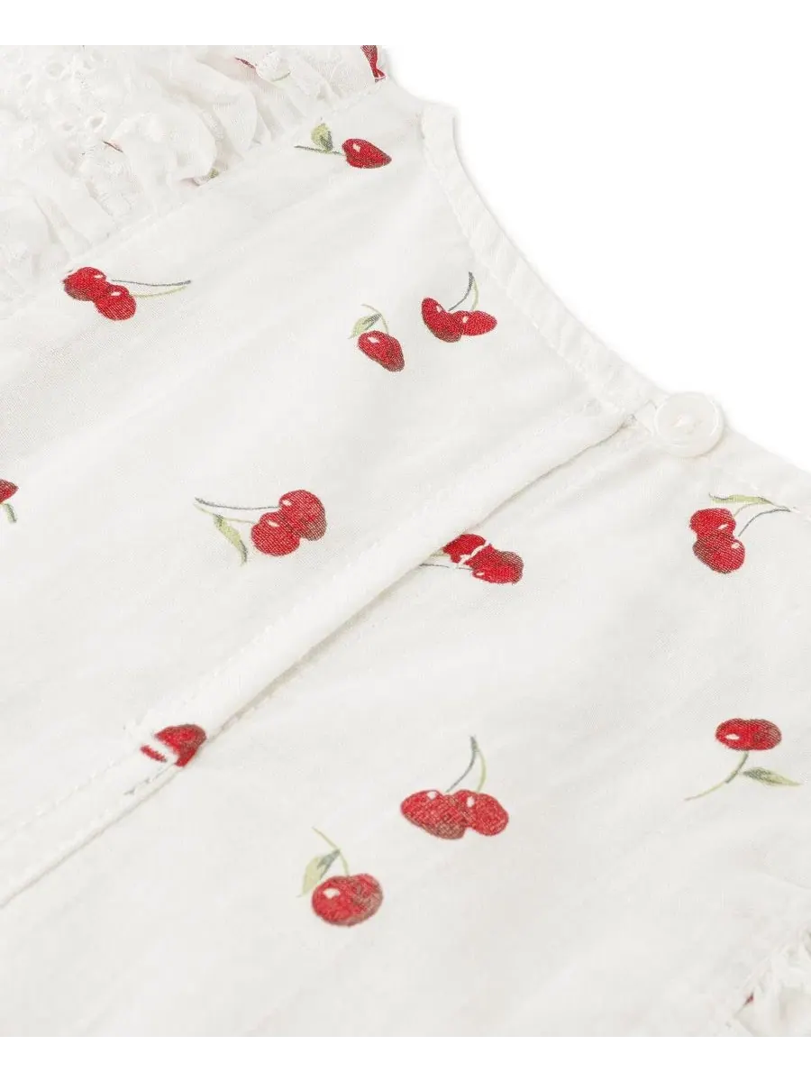 Комбинезон без рукавов из хлопкового вуаля, Abercrombie Kids — изображение 3 из 5, белый