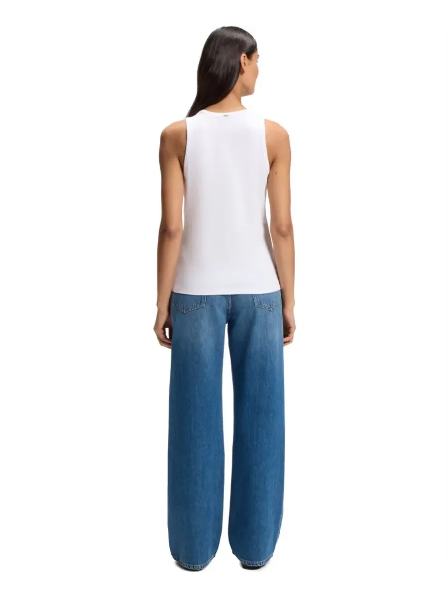 Женский топ-майка Slim Fit из хлопка и модала с вышивкой Double B Hugo Boss — изображение 5 из 5, белый