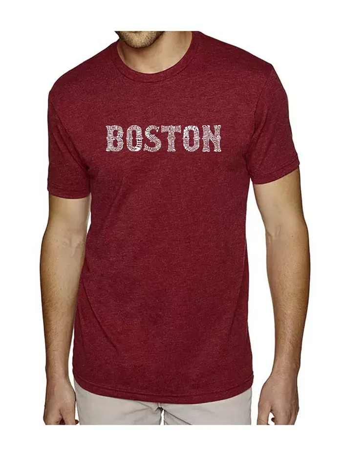 Мужская футболка Premium Word Art - Boston Neighborhoods LA Pop Art — изображение 1 из 2, бордовый