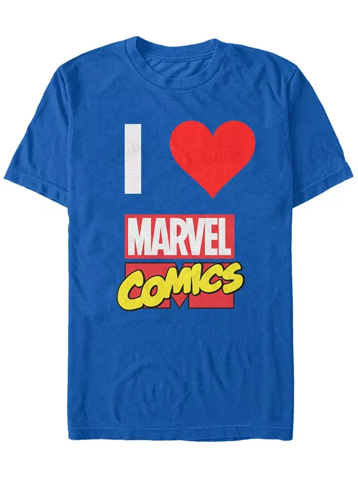 Футболка мужская Marvel I Heart Marvel Comics с коротким рукавом Fifth Sun — изображение 1 из 1, синий