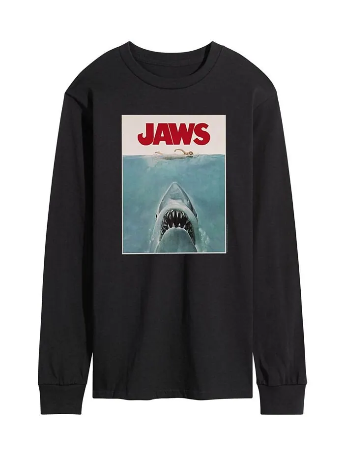 Мужская футболка с длинным рукавом и плакатом Jaws AIRWAVES — изображение 1 из 2, черный