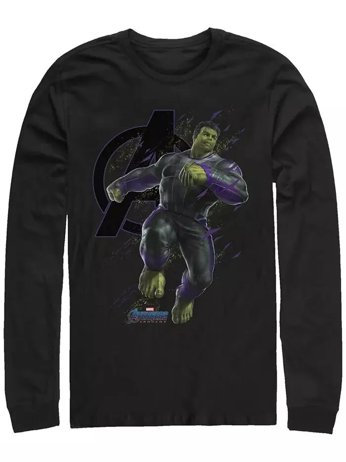 Мужская футболка Marvel Avengers Endgame Hulk Galaxy Jump с длинным рукавом Fifth Sun — изображение 1 из 1, черный