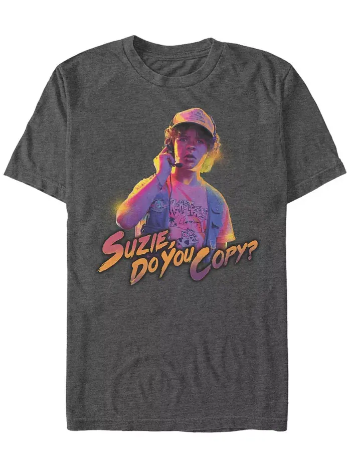 Мужская футболка с коротким рукавом Stranger Things Dustin Suzy Do You Copy Fifth Sun — изображение 1 из 1, темный серый