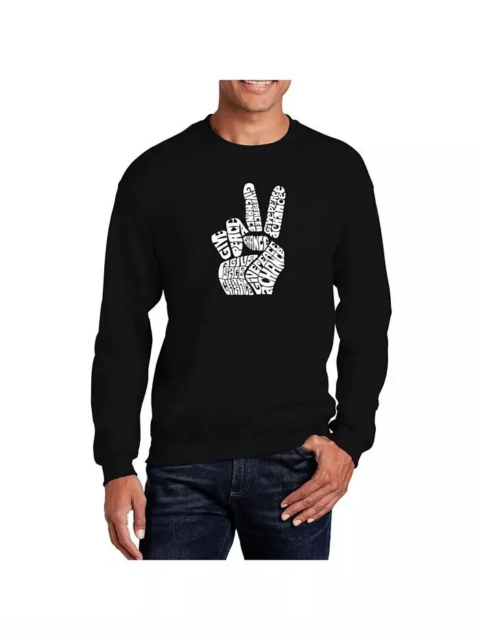Мужская толстовка с круглым вырезом Word Art Peace Fingers LA Pop Art — изображение 1 из 2, черный